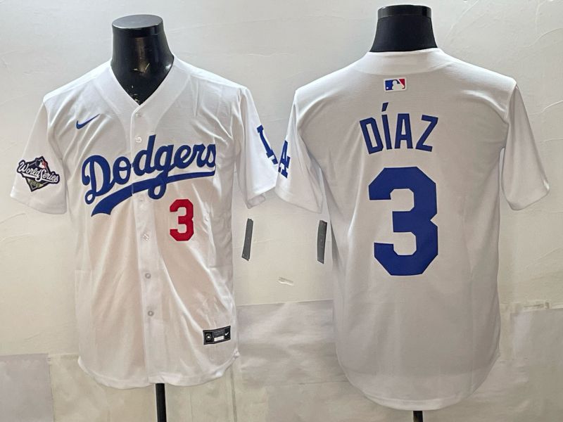 Men Los Angeles Dodgers #3 Diaz White Game 2026 Nike MLB Jersey style 06->los angeles dodgers->MLB Jersey